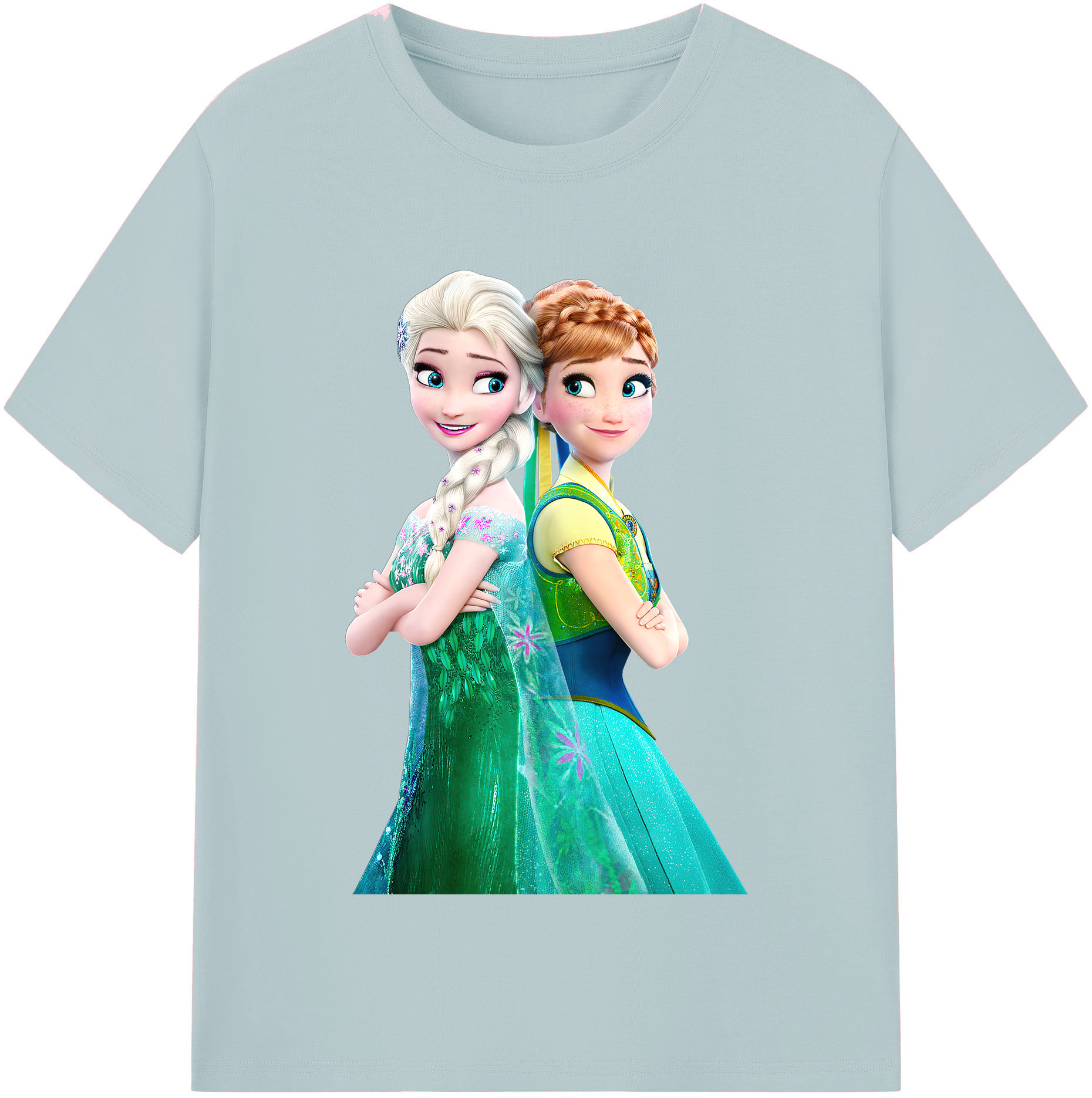 （画像用） アナと雪の女王 アンナ エルサ Frozen Anna Elsa 綿100％半袖Tシャツ（フロントプリント）